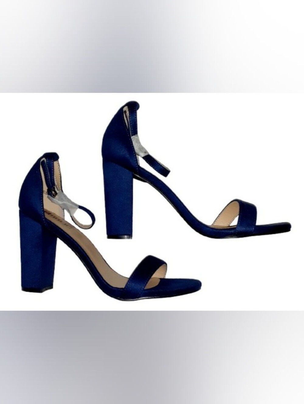 IDIFU Navy Blue Faux Suede Ankle Strap 4in Chunky Block Heel Sandals 9 - Picture 9 of 13